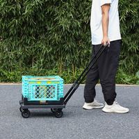 Tianyu ventilé caisse pliable pas d'assemblage poignée rétractable roues pivotantes à 360 degrés chariot d'épicerie utilitaire en plastique pliant 3.72kg