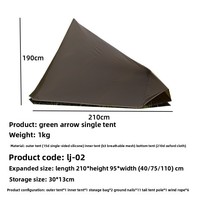 Tente de camping extérieure YX-A4-30 BC légère Green Arrow 15D, tente de randonnée ultra-légère pour une personne, quatre saisons, double couche