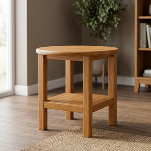 Table à manger en teck massif avec étagère à lattes, design scandinave moderne, écologique et durable, pour 2 personnes, mobilier de salle à manger d'hôtel - Product Image 3