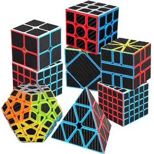 Wholesale Custom MoYu Carbon Fiber 2x2 3x3 4x4 5x5 Cube Alien Series SQ1 Skew Pyramid Set Smooth Sticker Magic Cube