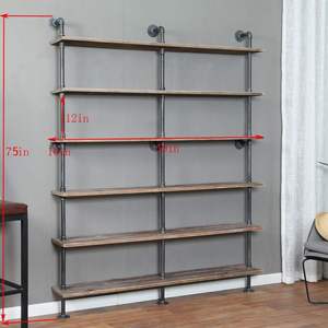 Industrial 6-Tiers Modern <strong>Ladder</strong> Shelf Bookcase Solid Wood Storage Shelf Display <strong>Shelving</strong> - Product Image 2