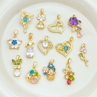Pendentif transfrontalier, design floral estival frais, accessoires de bijoux DIY, fleur colorée simple en fer électroplaqué incrustée de zircon