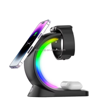 Coussin de bureau de chambre Support de forme personnalisé Chargeur de téléphone Station rapide Aimant intelligent 3-en-1 Rgb Veilleuse Lune Charge sans fil