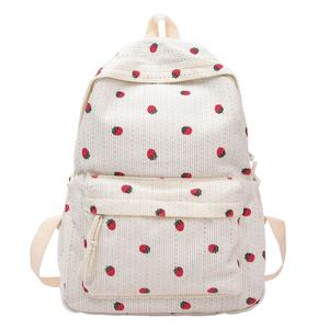 <b>Lightweight</b> Corduroy Cute Strawberry Girls Student <b>Backpack</b> Fashionable Polyester Lining School Bag - Product Image 6