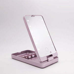 12 pièces LED Lumières <span class=keywords><strong>360</strong></span> Rotation Pliable Miroir Cosmétique Carré Boîte avec des Lumières pour Pinceau De Maquillage - Product Image 2