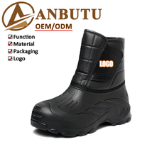 Bottes de travail d'hiver pour hommes en gros, à scratchs, doublées thermiquement, antidérapantes, réfléchissantes, imperméables, pour l'extérieur