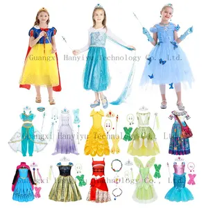 New Snow Queen Princess Elsa Anna Cosplay Costume di Halloween Outfit Baby manica lunga abbigliamento per bambini Anime Party for Girl Dresses