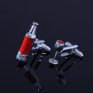 Nuovo arrivo gioielli di alta qualità fabbricazione di gemelli bottiglia di vino rosso e gemelli da uomo con polsino a calice - Product Image 1