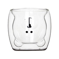 Tasse à café en verre transparent à double paroi personnalisée pas chère mignonne Vente en gros Tasse en verre ours