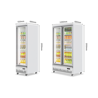 460L 930L 1430L 1900L Commercial Vertical Chiller Cooler Glass Door Refrigerated Display Cabinet Fridge for Drinks Fruit Storage
