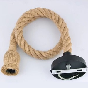 Base de lampe en aluminium avec cordon en corde de chanvre E27, <span class=keywords><strong>suspension</strong></span>, <span class=keywords><strong>abat</strong></span>-<span class=keywords><strong>jour</strong></span>, luminaire, accessoires <span class=keywords><strong>pour</strong></span> ampoule LED, plaque de plafond, <span class=keywords><strong>fil</strong></span> 220V - Product Image 1