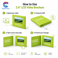 Superlieur Brochure vidéo LCD 2.4 pouces Résolution 320x240 Prise en charge MP4/AVI-Personnalisable pour les cadeaux d'affaires Mariages Publicité