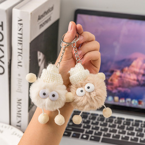 Porte-clés mignon en peluche, pompon doux de dessin animé, porte-clés à mousqueton pour sac ou décoration de voiture - Product Image 3
