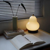 Lampe de chevet en forme de poire haut de gamme, lampe de chevet atmosphérique, verre, rechargeable, tactile, lampe de chevet portable