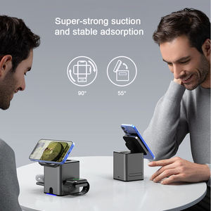 Rotación automática KC Cubo Material de aleación de ángulo ajustable 3 en 1 Cargador inalámbrico magnético plegable para Apple Watch AirPods - Product Image 6