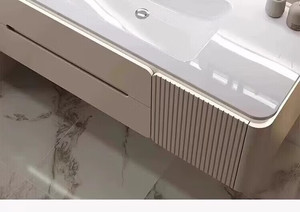 Modern simple painted bathroom cabinet integrated ceramic basin smart mirror hand washing bathroom cabinet - Product Image 6