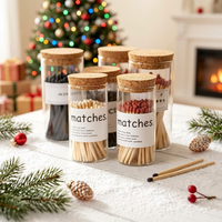 Allumettes pour bougies, allumettes de sécurité longues pour bougies parfumées, bâtonnets d'allumettes en bois à pointe colorée, allumettes en liège dans un bocal en verre