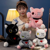 Peluche féline à thème sombre en coton PP 11-30cm - Cadeau idéal pour les fêtes pour les amis - Figurine de style anime en gros direct usine