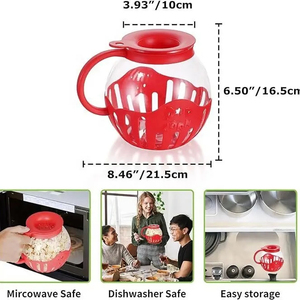3-in-1-Dekor Maße Kerne und schmelzende Butter, Mikro-Pop-Mikrowellen-<span class=keywords><strong>Popcorn</strong></span>-Popper mit Temperatur sicheres Glas - Product Image 3