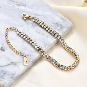 Pulsera de Diamantes de 6 mm, Acero de Titanio, Oro de 14K, Acero Inoxidable, Dos Hileras, Corte Brillante Redondo, para Uso Diario de Mujer - Product Image 4