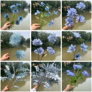 Nouvelles <span class=keywords><strong>fleurs</strong></span> artificielles en soie bleu brume 2022 pour mariage, arrangement floral de plafond sur le thème du ciel étoilé rêveur - Product Image 3