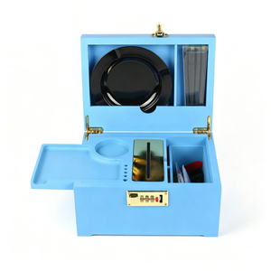 Kit d'organisation d'accessoires pour fumeurs OEM en bambou avec plateau roulant, 3 bocaux hermétiques et brosse, forme rectangulaire - Product Image 4
