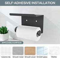 Porte-papier toilette avec étagère, adhésif ou à vis, porte-rouleau de papier toilette mural, porte-mouchoirs noir mat