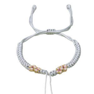 Bracelet tissé à la main avec nœud en fleur de pêcher, réglable, à perles, accessoire de bijoux à faire soi-même, cadeau pour amis et couples - Product Image 5