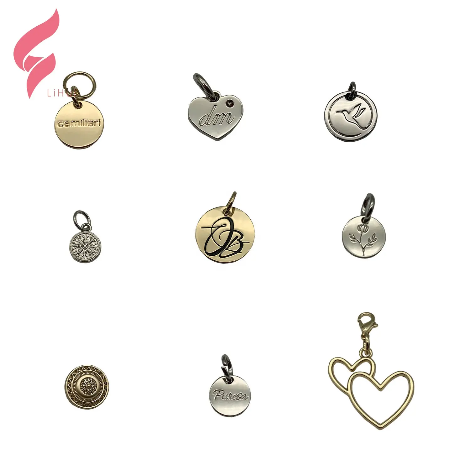 LiHui new products stainless steel pendants for necklace fine jewelry bracelets custom rose quartz pendant for bracelets