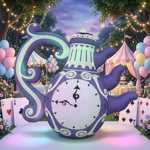 Tetera inflable morada con reloj <span class=keywords><strong>de</strong></span> decoración Dreamy Alice para exhibición temática del País <span class=keywords><strong>de</strong></span> las Maravillas, fiesta infantil <span class=keywords><strong>de</strong></span> cuento <span class=keywords><strong>de</strong></span> hadas - Product Image 2
