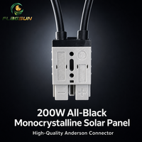 Panneau solaire monocristallin N-Type TOPCon haute efficacité tout noir 200W avec prise pour camping-cars, caravanes et usage domestique