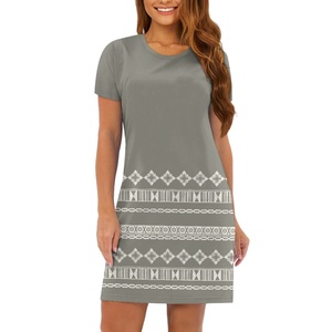 Nueva llegada personalizada Samoa Puletasi mujer cuello redondo manga corta Midi vestido 1 Uds Tonga Puletaha Ptaha vestido estampado bajo demanda - Product Image 3