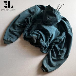 Giacca da lavoro LARSUR personalizzata in tela pesante effetto invecchiato con cappuccio, fodera in sherpa, stile Detroit, da carpentiere, modello Chore Coat - Product Image 5