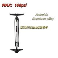 Pompe à pied Worldcycle haute pression 160 PSI en alliage d'aluminium avec manomètre, valve Presta/Schrader, pour VTT et vélo de route, étanche