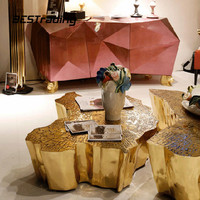 Table basse en métal doré au design moderne et luxueux de haute qualité