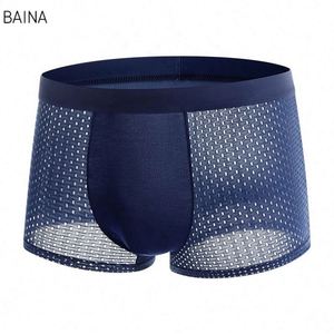 En gros, sous-vêtements pour jeunes hommes, taille moyenne, grandes tailles, en soie glacée, boxers à coupe plate - Product Image 5