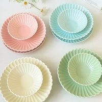 Joli petit bol et assiette en porcelaine modernes et simples, résistants au micro-ondes, bol à soupe créatif, plat tendance