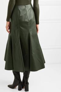 Dames En <span class=keywords><strong>Cuir</strong></span> <span class=keywords><strong>Jupe</strong></span> Femmes Vert PU Volants Ourlet Moulante Midi <span class=keywords><strong>Jupe</strong></span> Longue - Product Image 2