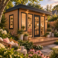 Abri extérieur préfabriqué moderne isolé à montage rapide avec fenêtres pour jardin, idéal pour les loisirs et la détente