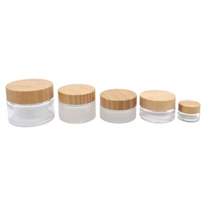 Reliable Quality Frosted <b>Glass</b> Jars Bamboo <b>Packaging</b> with Bamboo Lid Cosmetic <b>Glass</b> Jar - Product Image 4