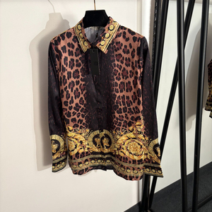 Camicia Casual da <span class=keywords><strong>Donna</strong></span> con Stampa Leopardata, Tessuto Traspirante, Colletto Rovesciato e Maniche Lunghe per Occasioni Speciali - Product Image 2