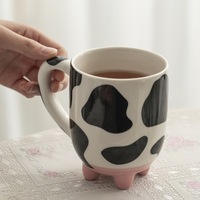 Mug en céramique Dehua transfrontalier motif vache de dessin animé mignon pour lait, café, eau – Vente en gros, cadeau de vacances