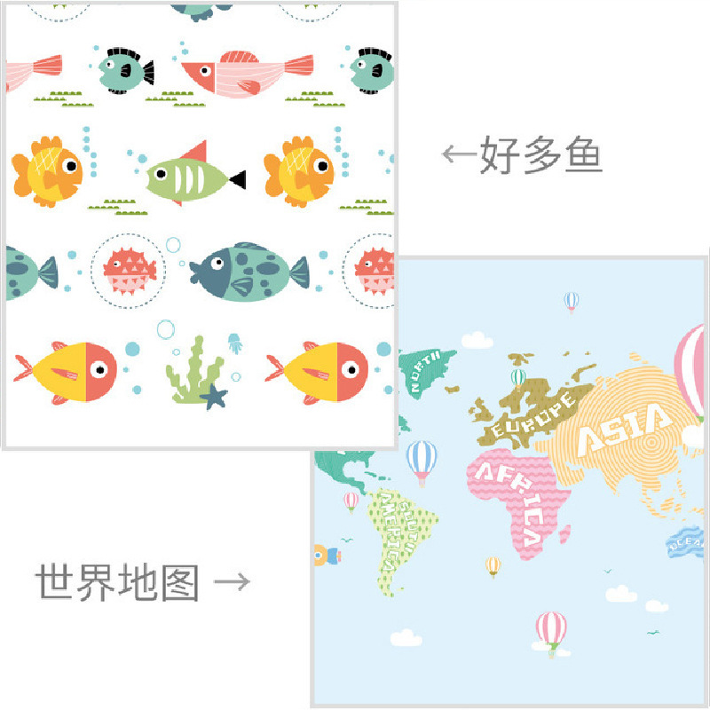 Un montón de peces + mapa del mundo (incluyendo bolso)