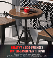 Ensemble de table à manger industrielle moderne avec chaises à accoudoirs, structure en fer, plateau en bois, usage commercial, meubles d'extérieur/d'intérieur, résistant à l'eau