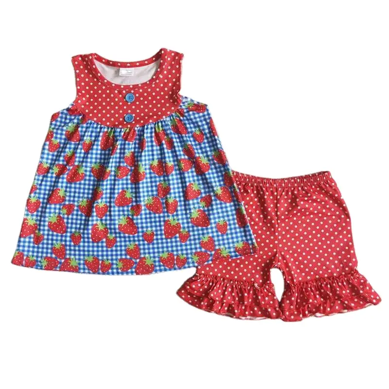 Kleinkind RTS New Summer Strawberry Print coole bequeme Kleidung Boutique Kinder Mädchen Kleidung Baby Kinder Kleidung