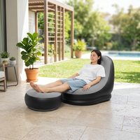 Fauteuil de camping gonflable portable avec repose-pieds, canapé gonflable d'extérieur, chaise pliante de relaxation