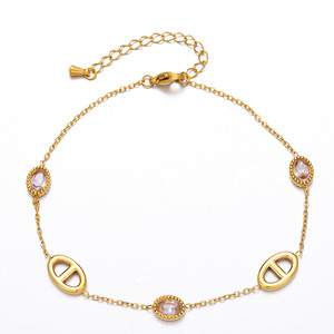 Chaîne <span class=keywords><strong>de</strong></span> <span class=keywords><strong>cheville</strong></span> dorée pour l'été, en acier inoxydable inaltérable, avec breloques papillon, étoile et perle, à plusieurs rangs, vente en gros - Product Image 4