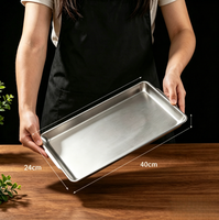 Plateau de service rectangulaire en acier inoxydable, style coréen, pour barbecue et dîner de luxe