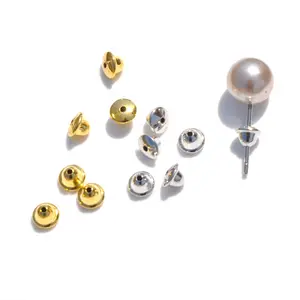 Earring diy materials 16k Real Gold plated Screwbacks Secure Brass Women Jewelry findings Mini earring backs