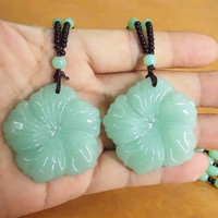 Dragon chinois zodiaque poisson rouge bouddha Jade couleur pendentif sculpté fleur dieux sculpter Statue collier de perles chaîne sac cadeau